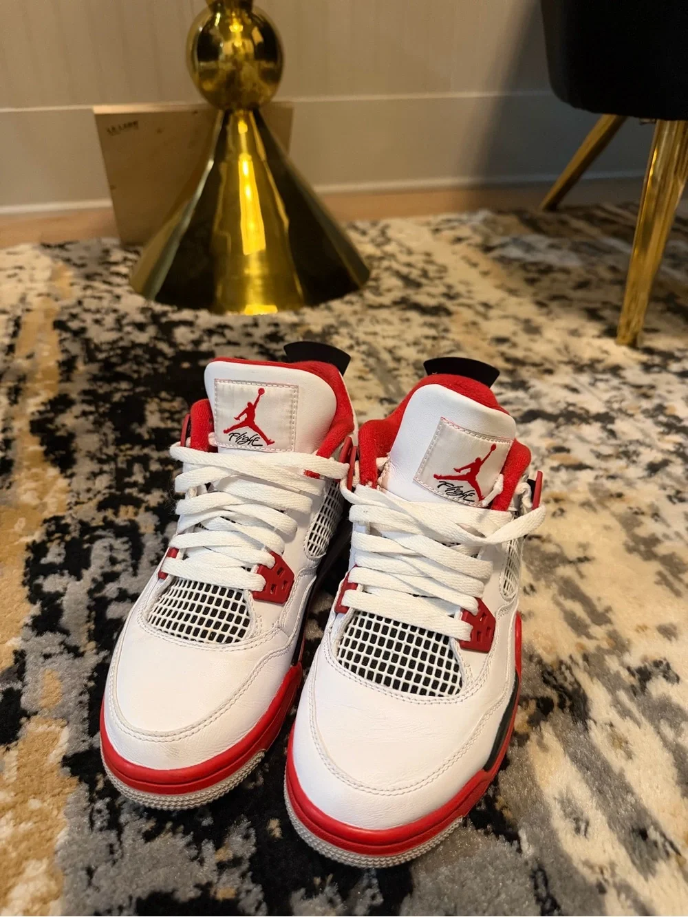 Jordan White and Red Retro Basketball Sneakers
